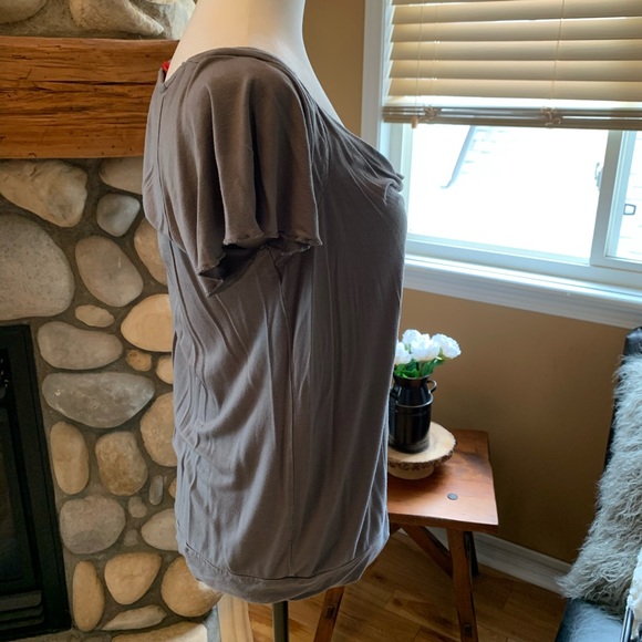 Flutter-sleeve, cowl neck tee - Picture 3 of 8